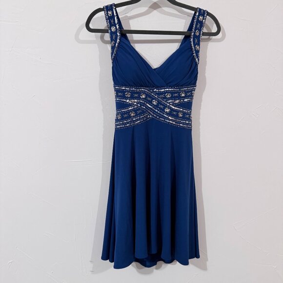Hailey Logan by Adrianna Papell Women’s Blue Beaded Cocktail Dress Size Small - Picture 1 of 5